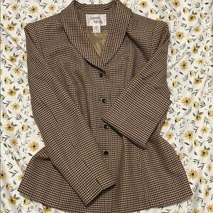 Donna Nicole Houndstooth Design Pure Wool Blazer